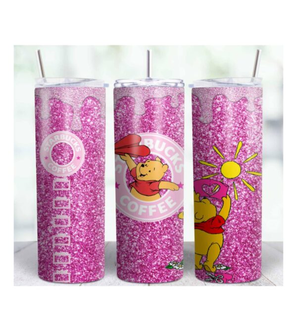 "Pooh Pink Glitter" 20oz Skinny Tumbler