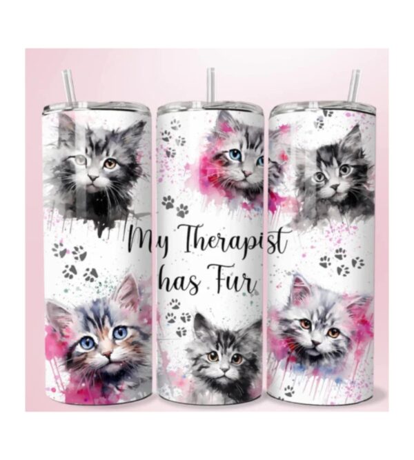 "Cat Therapist" 20oz Skinny Tumbler