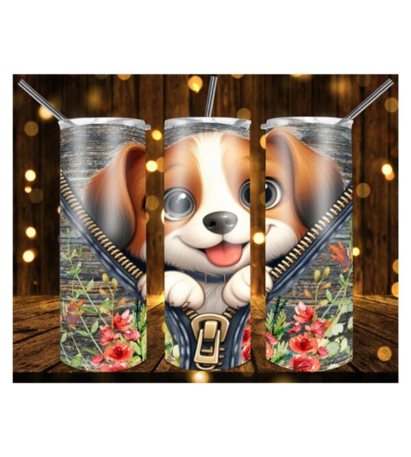 "Dog Floral Zipper" 20oz Skinny Tumbler